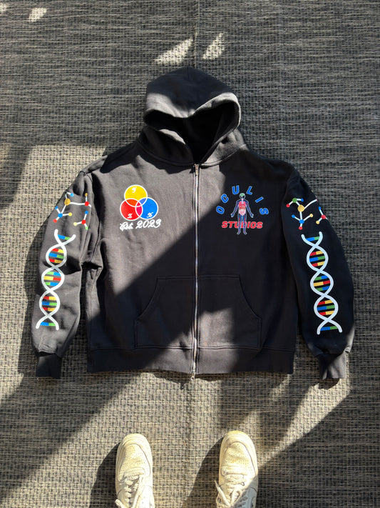Anatomy Double Zip Garment Dyed Hoodie